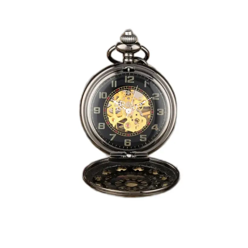 Antik svart mekanisk Steampunk luksus lommeur