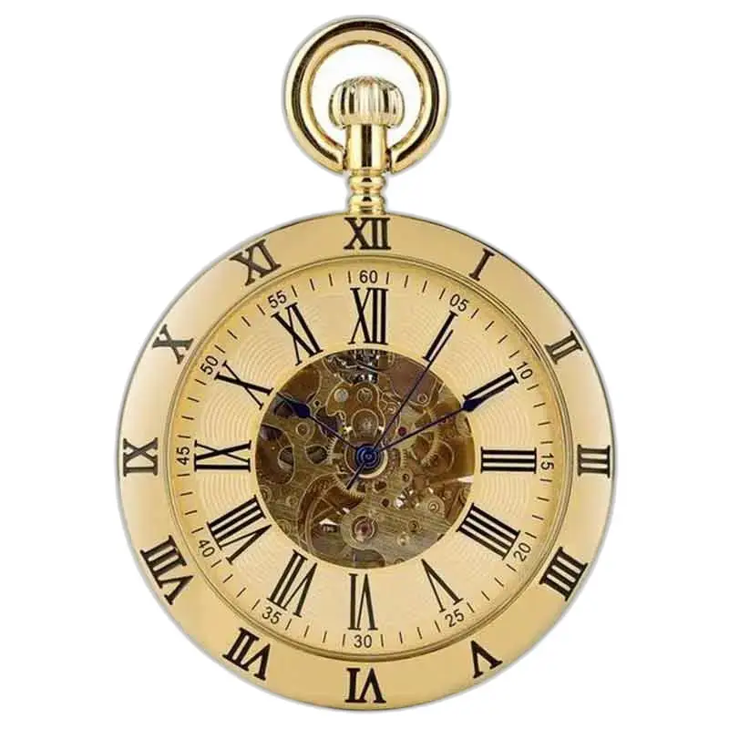 Pierre D’or Luksus lommeur med synlige gir og elegant gullfinish