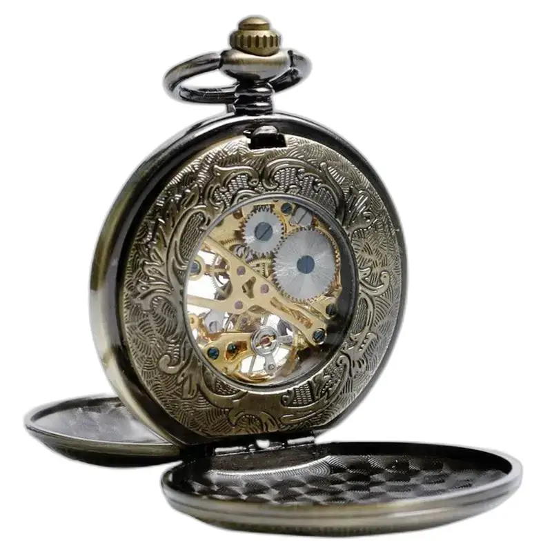 Luksus vintage mekanisk lommeur med synlige bronsegir