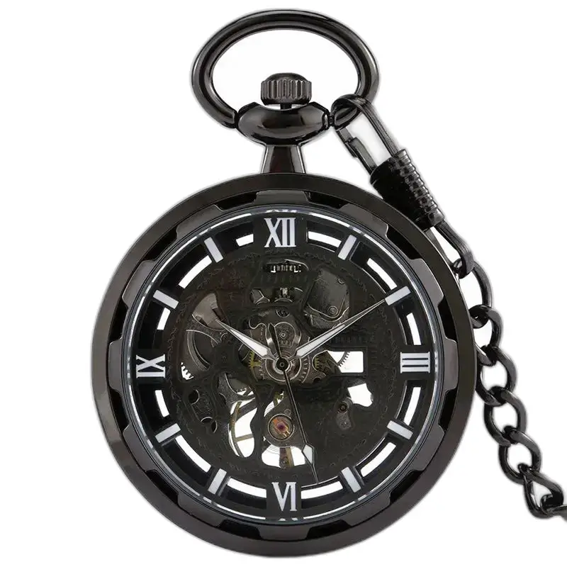 Black Dream Chic Mekanisk lommeur med elegant svart skjelett