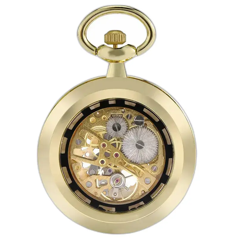 Golden Skeleton Chic mekanisk lommeur med elegant gulldesign