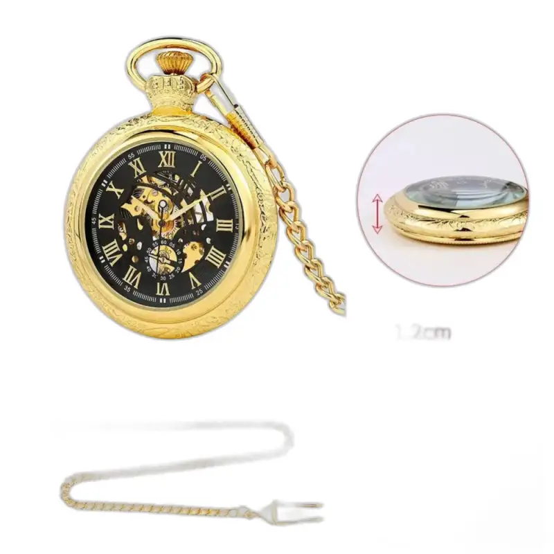 Goldenheirloom Luxe mekanisk lommeur for menn med gullkjede