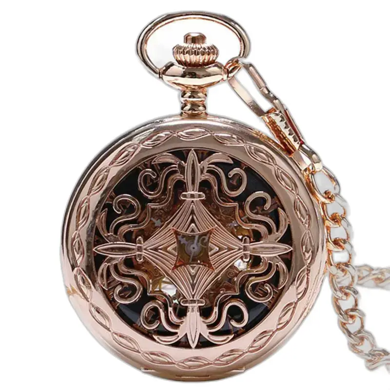 Rose gull Lady mekanisk lommeur med elegant rosa gull design