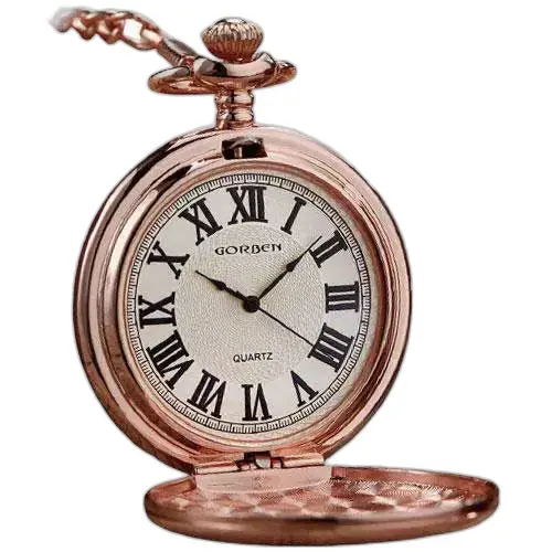 Hunter Rose Gold Quartz lommeur med elegant rosa gulldesign