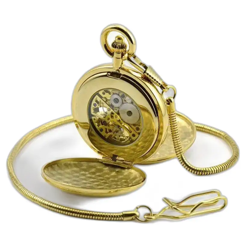 Royale Double Mechanical Luksus lommeur med gullkjede
