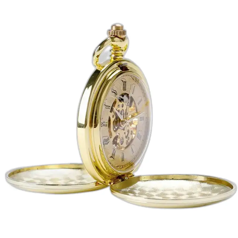 Gull lommeur i elegant stil med dobbel klaff for elegante menn