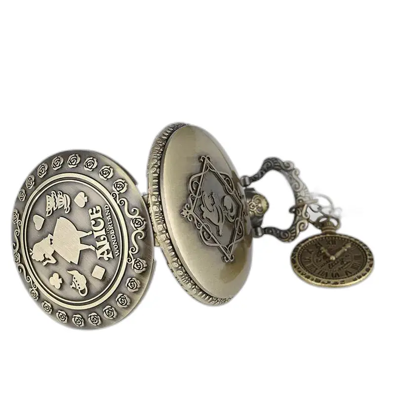 Vintage Alice Halskjedeklokke for kvinner Menn med Alice in Wonderland inspirert halskjedeklokke