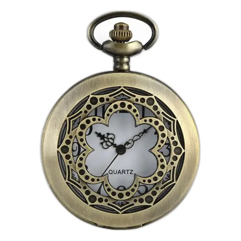 Retro Geometrisk Blomster Bronse Halskjede Klokke med antikk bronse stil
