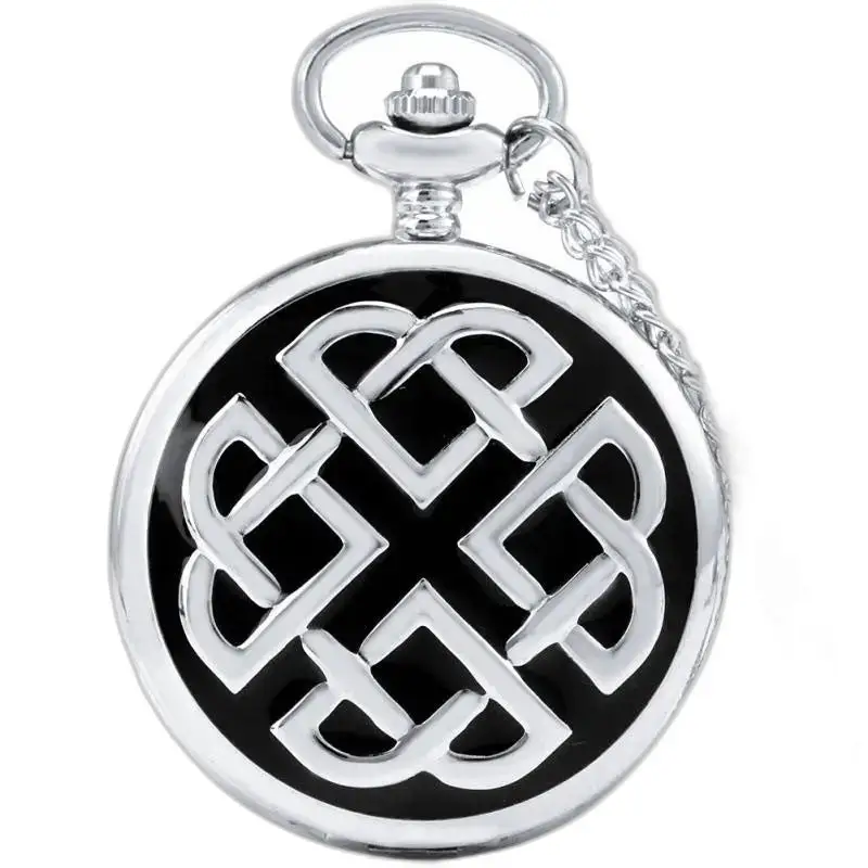 Klassisk sølv Celtic Rope Halskjede Watch med Silver Celtic Knot Design