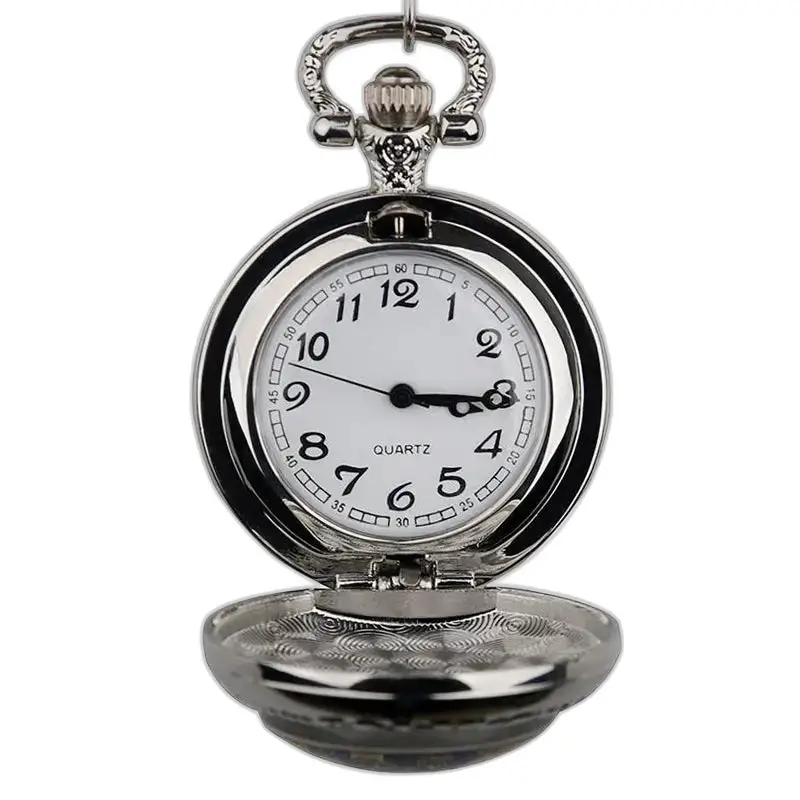 Sølv rustfritt stål Wolf Necklace Watch med en elegant sølv urskive