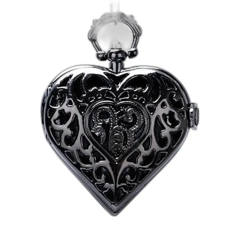 Svart sølv hjerteanheng fra Watch Necklace Pendant for et elegant utseende