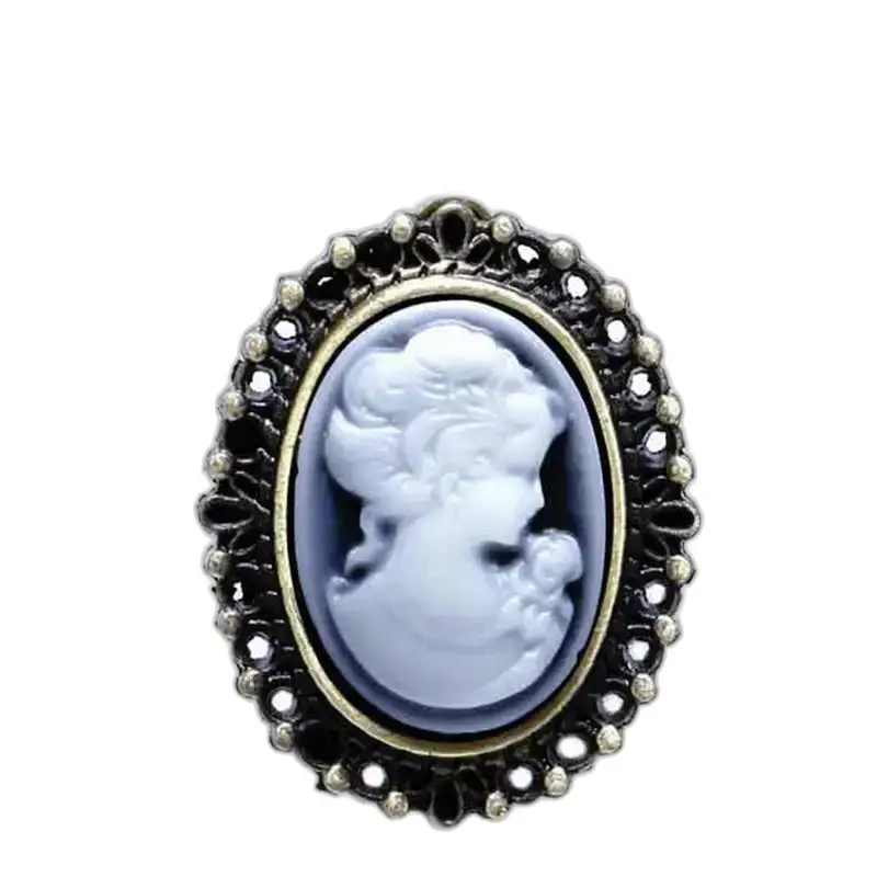 Oval Cameo brosje med utsmykkede metall for klokke halskjede anheng Elegant