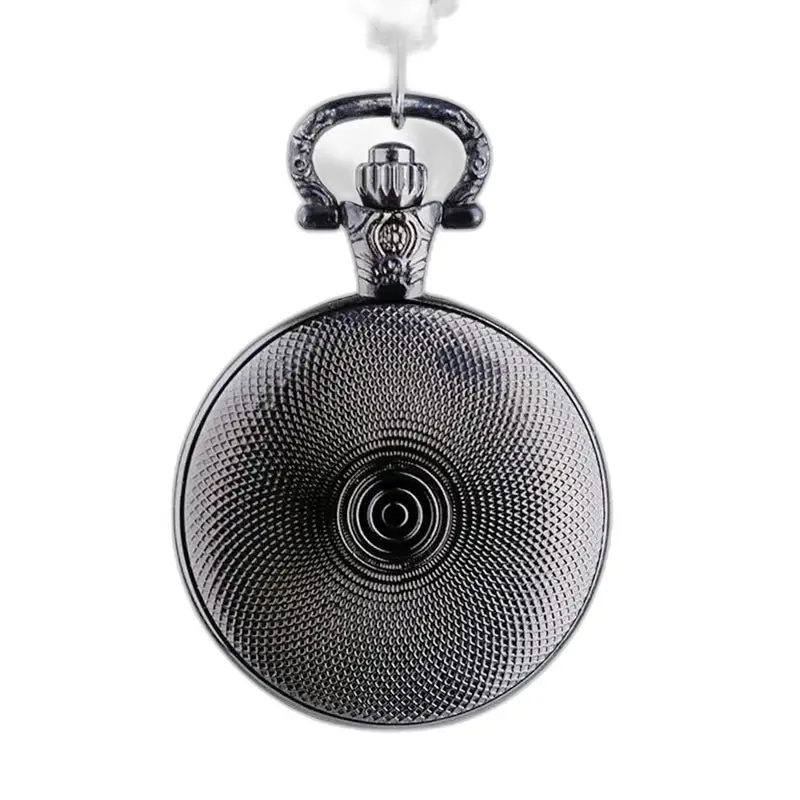 Personlig halskjedeklokke for menn og kvinner, elegant svart metall lommeur