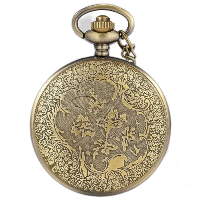Bronse Fancy Quartz Halskjede Watch viser et utsmykket bronse lommeur