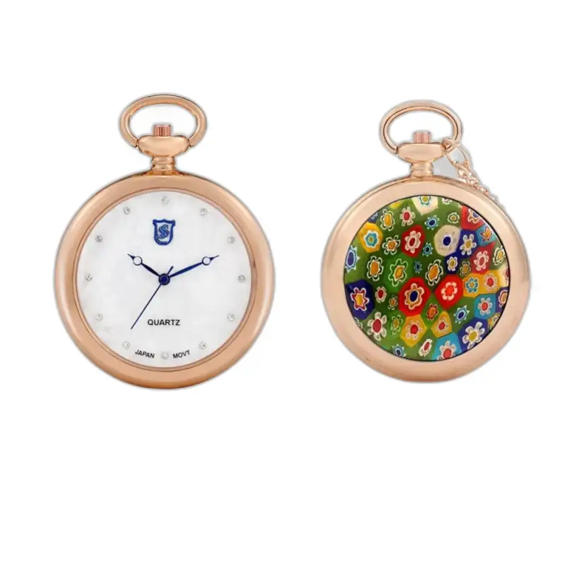 To rosegull-kvarts-kjedeklokker, Modern Lady Rose Quartz-kjedeklokke