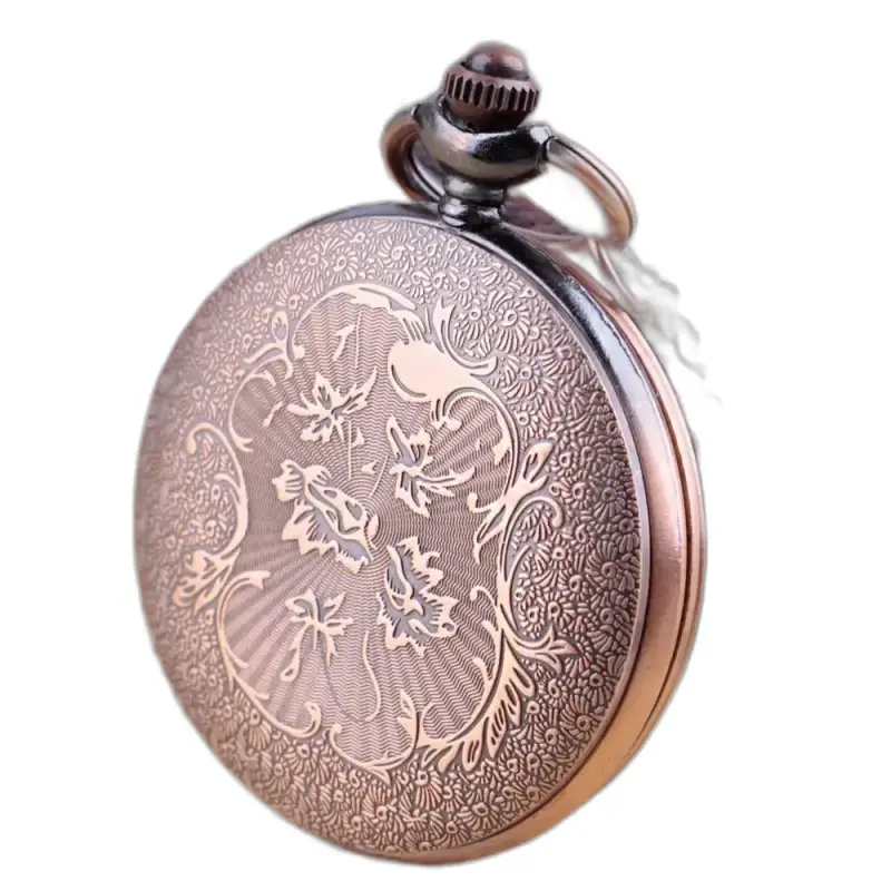 Vintage bronse Kvarts Halskjede Klokke med Elegant Bronse Halskjede Klokke