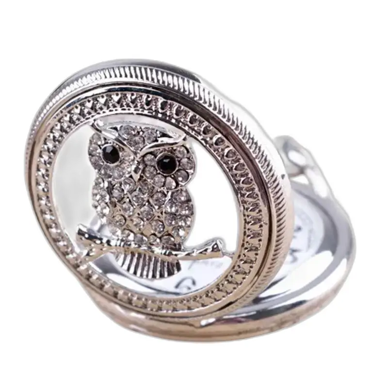 Pretty Owls Vintage Women's Pink Halskjede Watch med Silver Owl Halskjede Watch