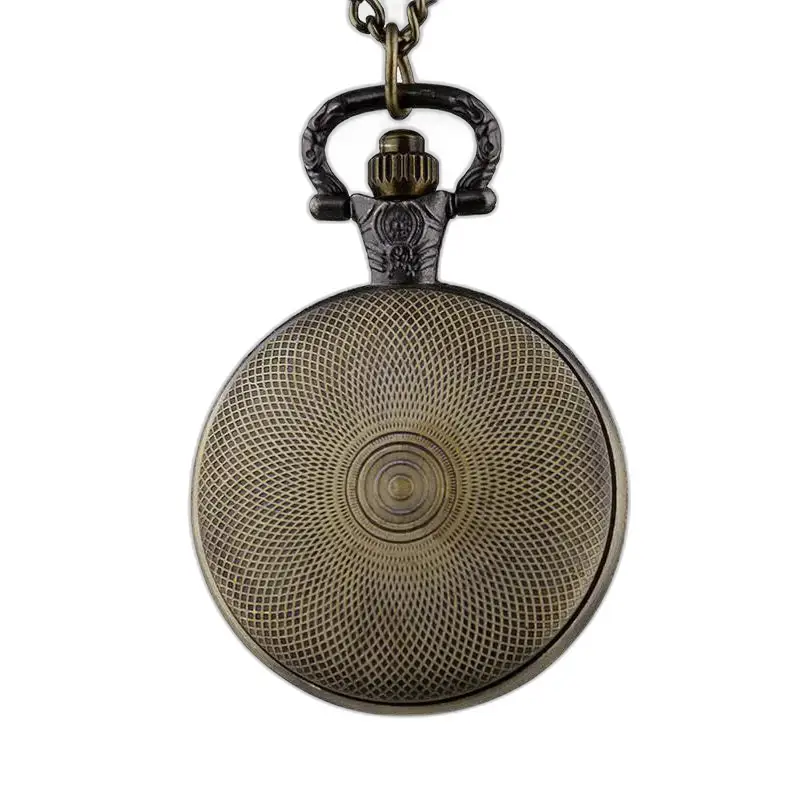Vintage sølv Steampunk halskjede klokke med elegant mønster bronse lommeur