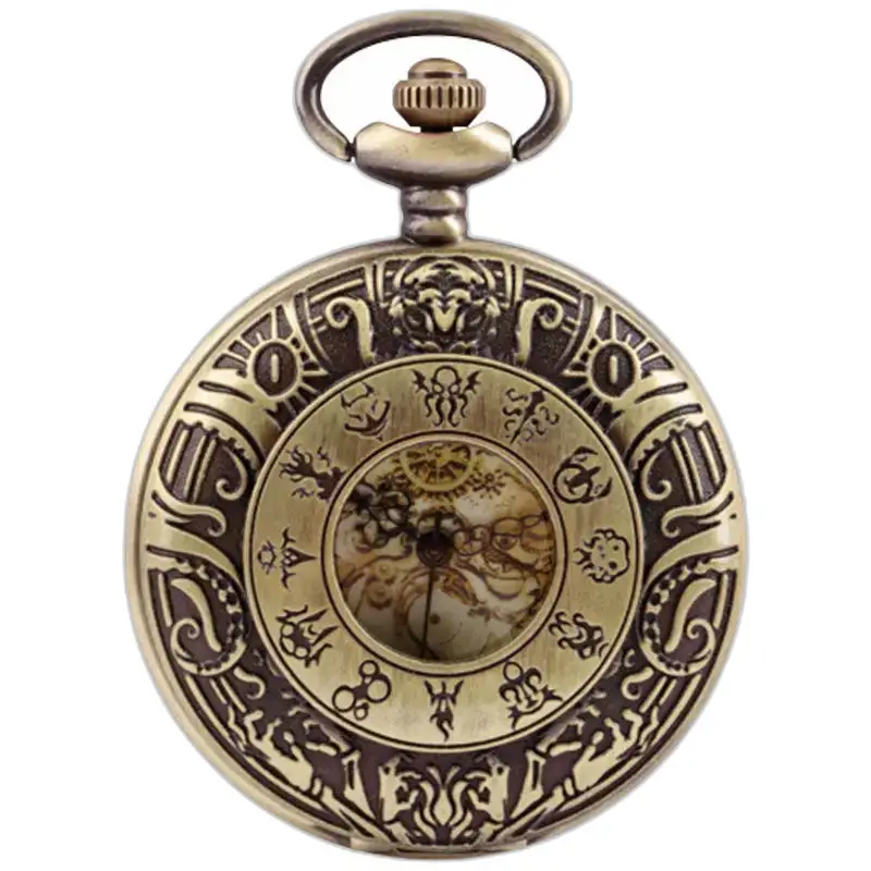 Vintage kjedeklokke med romertall og elegante bronsepynt