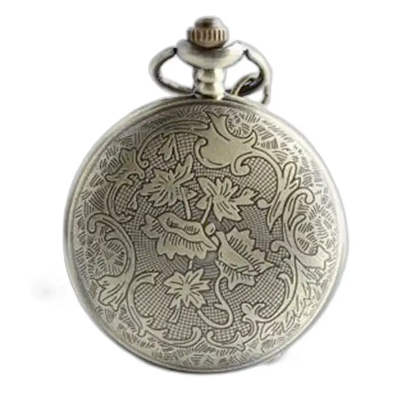 Vintage sølv Collier-klokke utsmykket med elegante blomsterdetaljer
