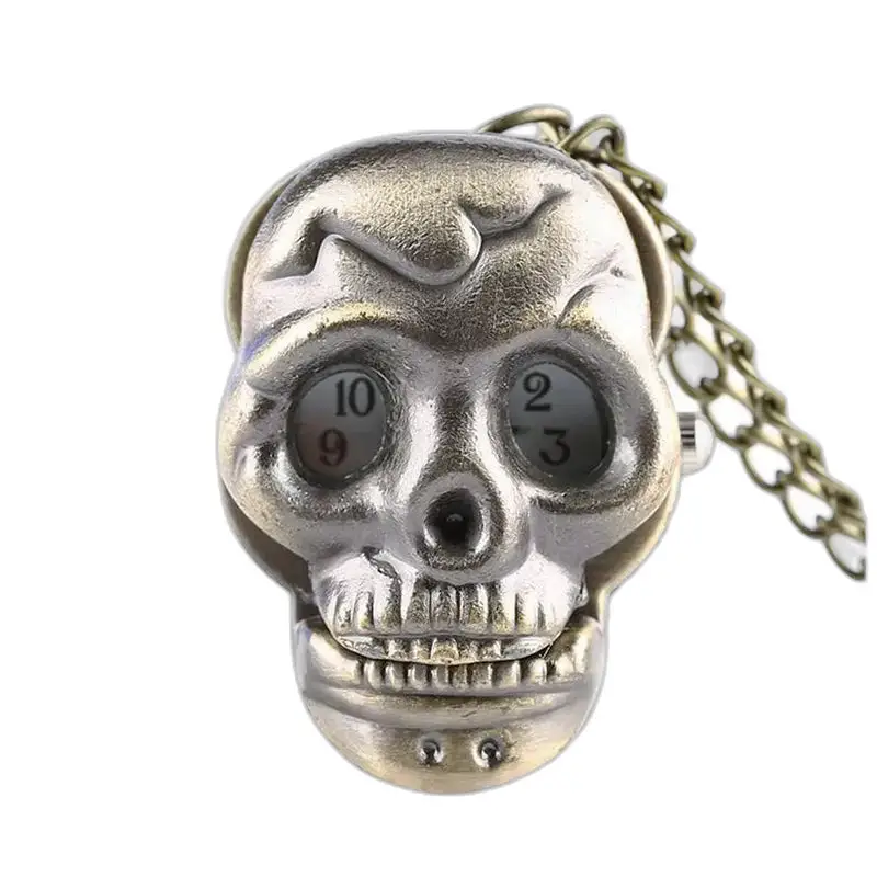 Vintage Gothic Skull Halskjede Klokke med kjede for menn kvinner