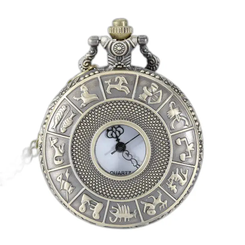 Vintage Chinese Zodiac Quartz Halskjede Klokke med Unik Astrologisk Design