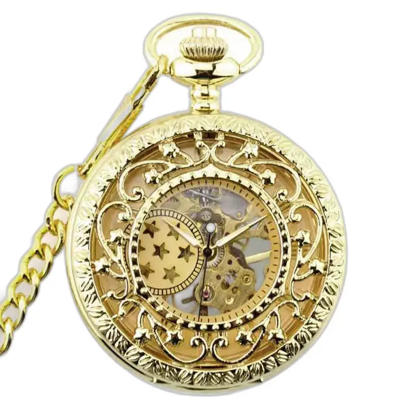 Luxury Gold Lolite Gusset Pocket Watch, elegant utsmykket gullklokke
