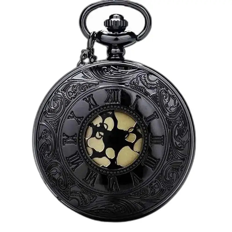 Steampunk Mercury Gusset lommeur med en utsmykket svart design