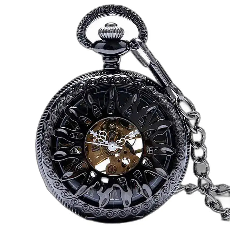 Steampunk Titanium lommeur med elegant svart design