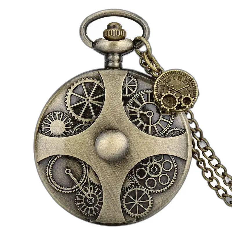 Steampunk Chic lommeur med synlig mekanisme og vintage stil