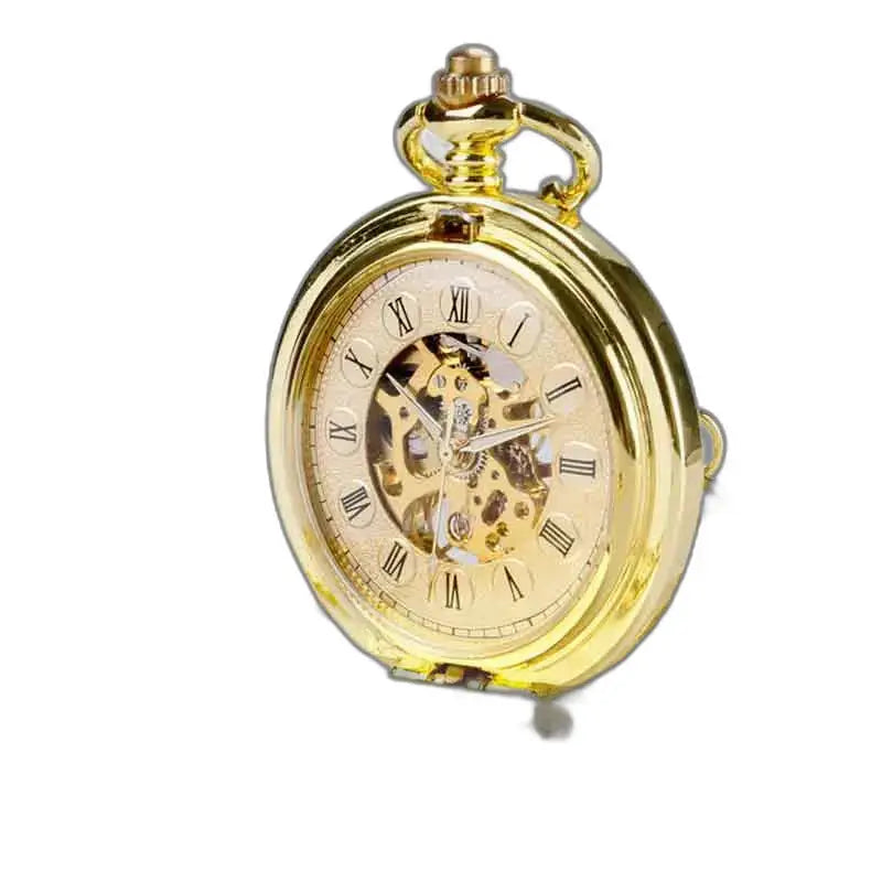Elegant Mekanisk lommeur for menn, elegant lommeur i gullmetall