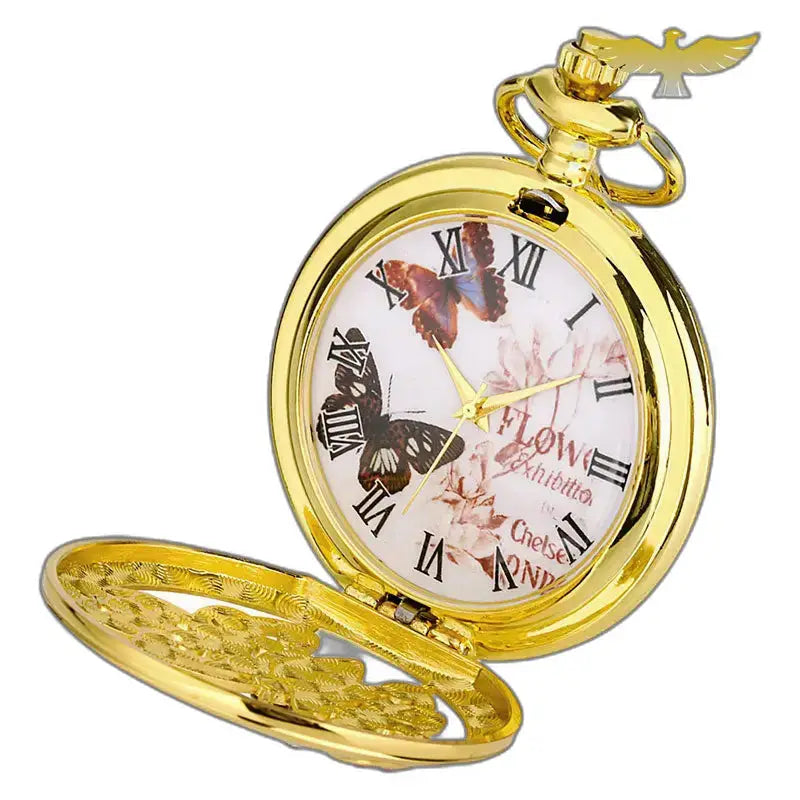 Butterfly Gold lommeur Elegant design med kvartsverk, raffinert stil