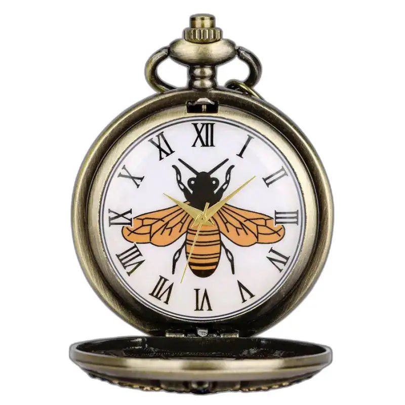 Butterfly Quartz lommeur med antikk lommeur og bee design