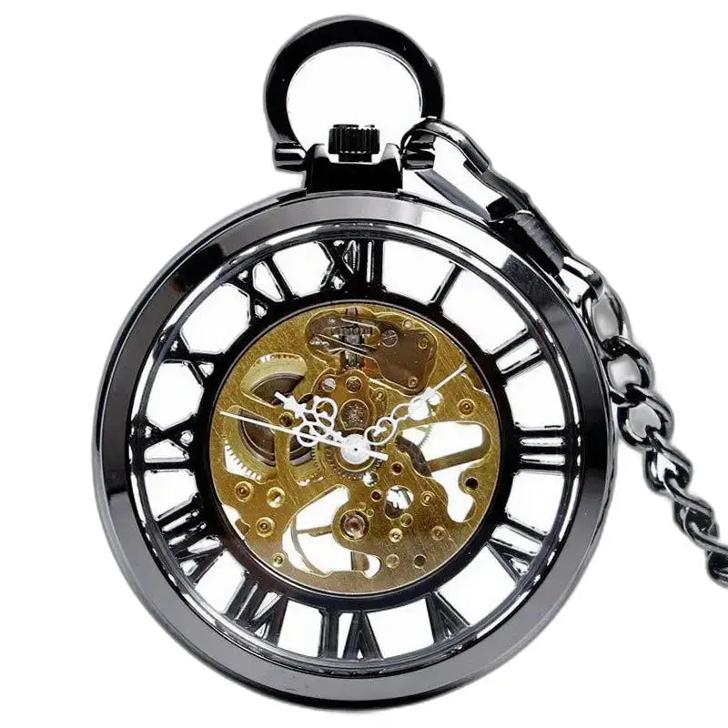 Moderne Skeleton Silver herre lommeur for kvinner med kjede og elegant design