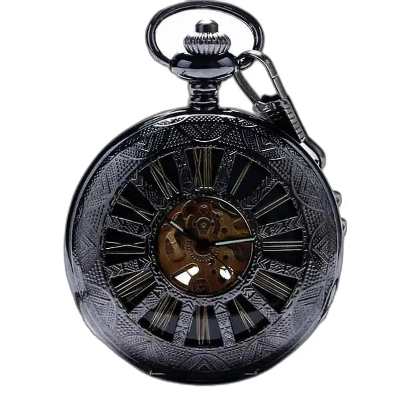 Futuristisk vintage Steampunk lommeur med antikk svart lommeur
