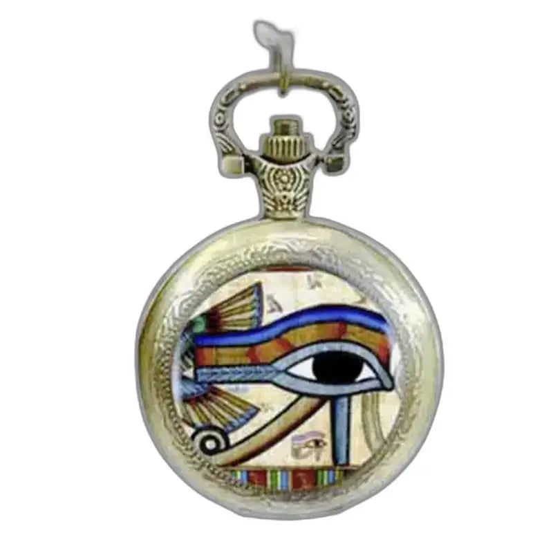 Elegant gammel egyptisk anhengsklokke med Eye of Horus i sofistikert design