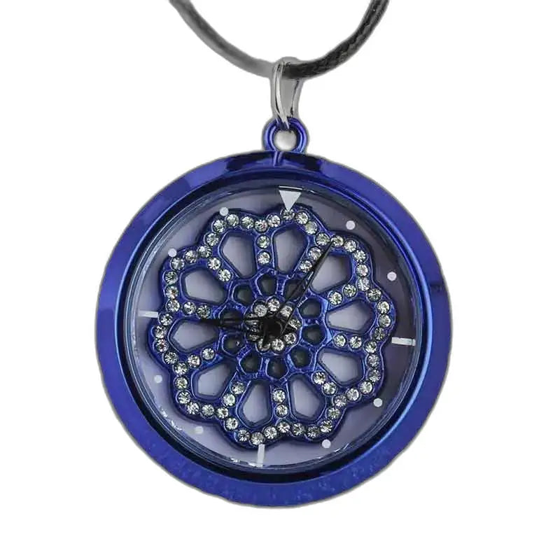 Elegant og raffinert Azure Flower Pendant Watch, anhengsklokke med blomsterdesign