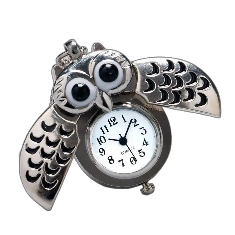 Silver Owl Pendel, Elegant Vintage Owl Pendel Watch