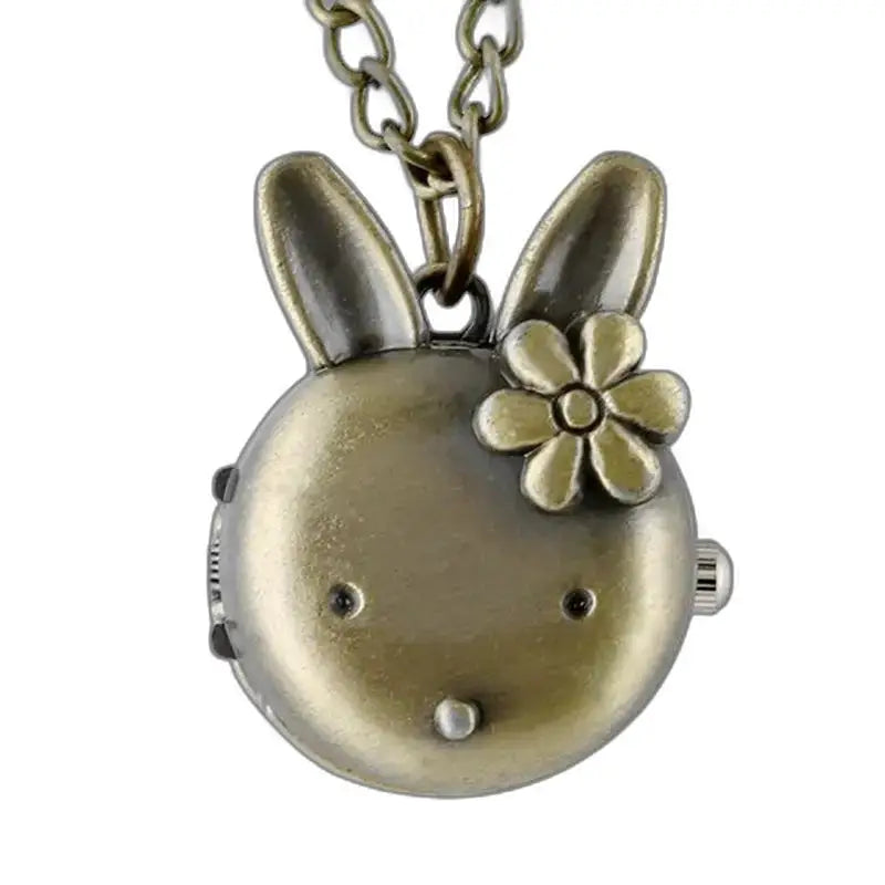 Vintage bronse kanin lang halskjede klokke med unik design for en elegant stil