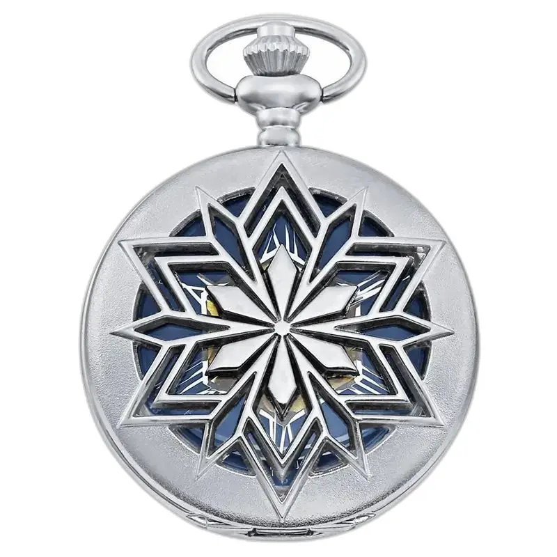 Montre à Gousset Homme Moderne Argent avec attache à clip et motif flocon en argent